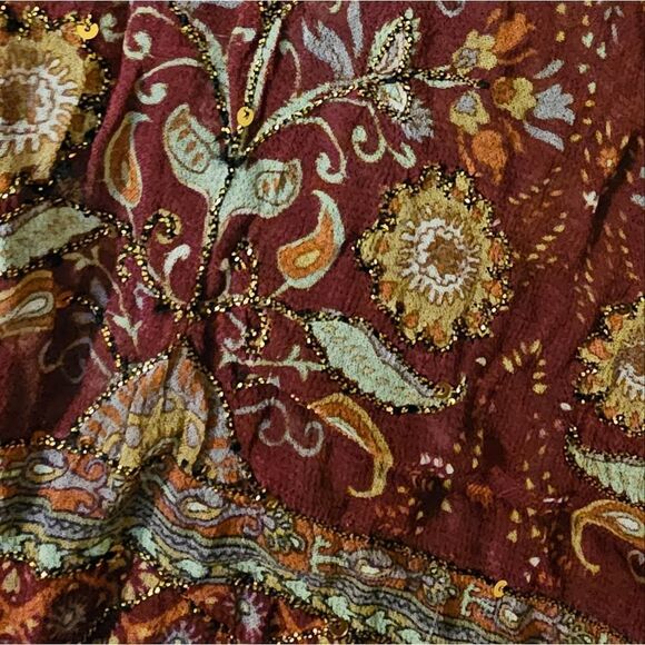 SOFT SURROUNDINGS Kimono Kaftan Blouse Embellished Beach Coverup Tunic Top -OSFM - Picture 7 of 7